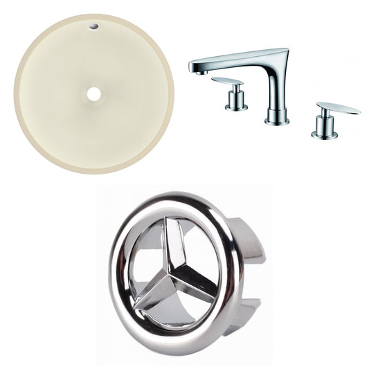 American Imaginations AI-26769 16" Biscuit Round Undermount Transitional Bathroom Undermount Sink Set