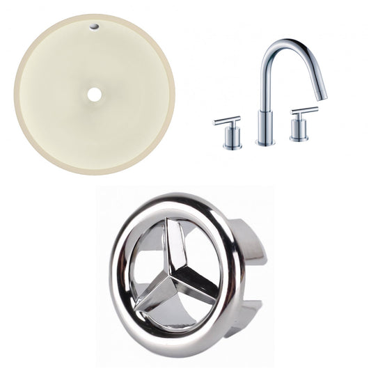 American Imaginations AI-26776 16" Biscuit Round Undermount Transitional Bathroom Undermount Sink Set