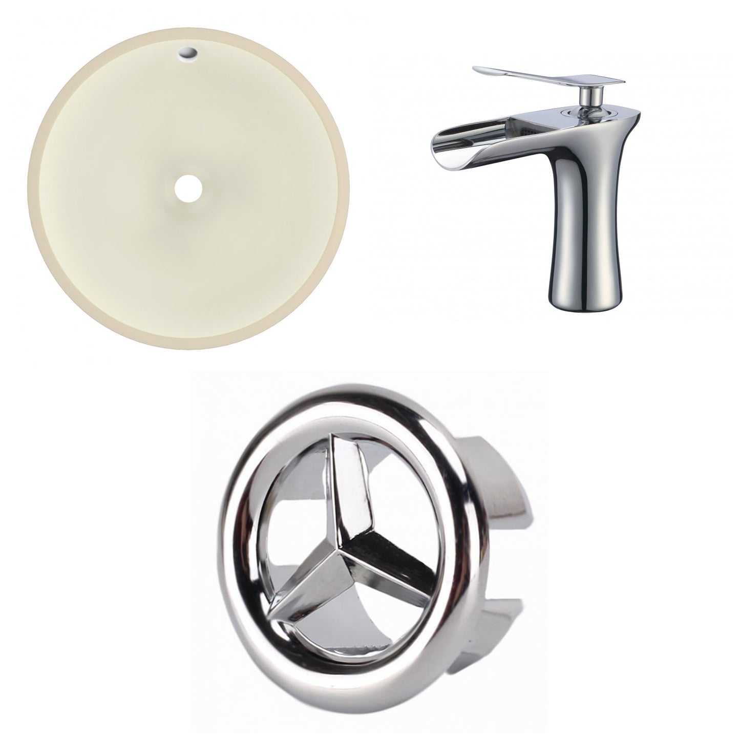 American Imaginations AI-26777 16" Biscuit Round Undermount Transitional Bathroom Undermount Sink Set
