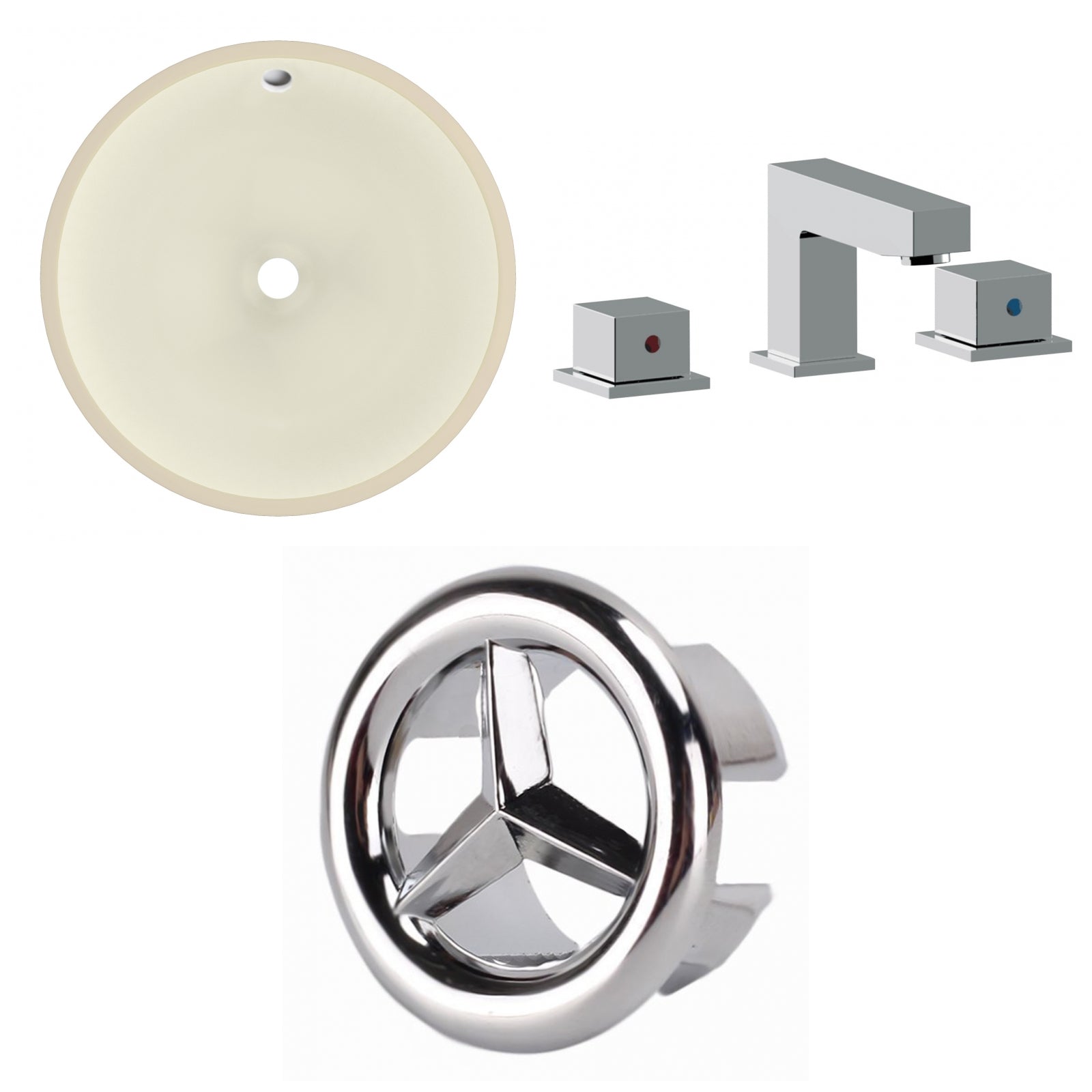 American Imaginations AI-26781 16" Biscuit Round Undermount Transitional Bathroom Undermount Sink Set