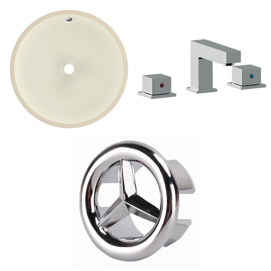 American Imaginations AI-26781 16" Biscuit Round Undermount Transitional Bathroom Undermount Sink Set