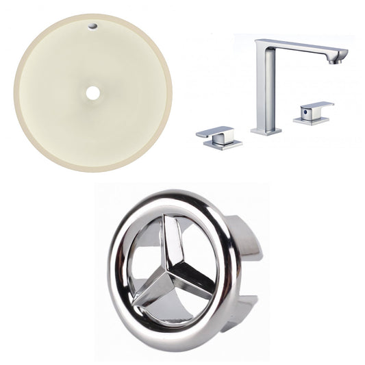 American Imaginations AI-26782 16" Biscuit Round Undermount Transitional Bathroom Undermount Sink Set