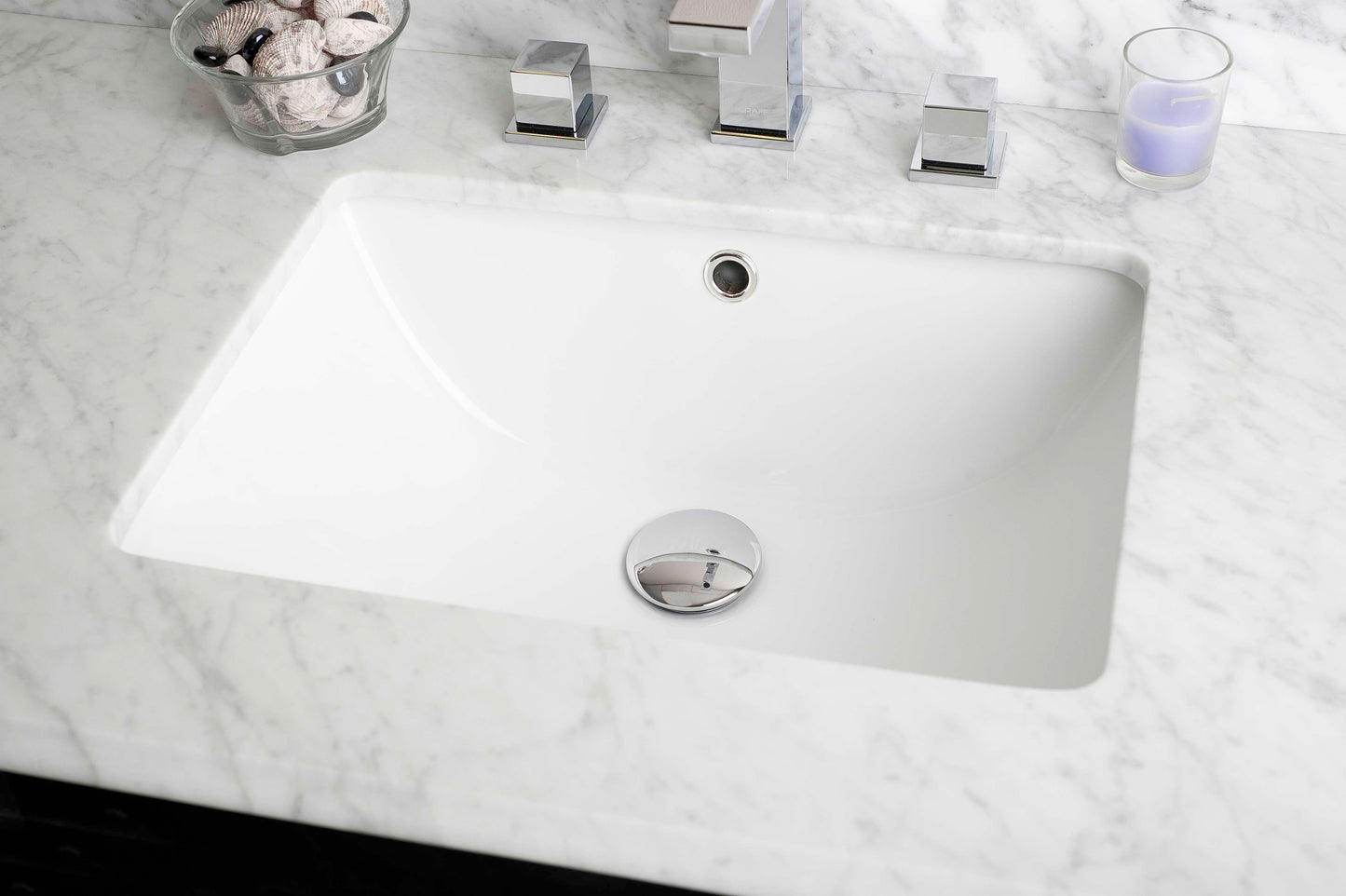 American Imaginations AI-26787 18" White Rectangular Undermount Transitional Bathroom Undermount Sink Set