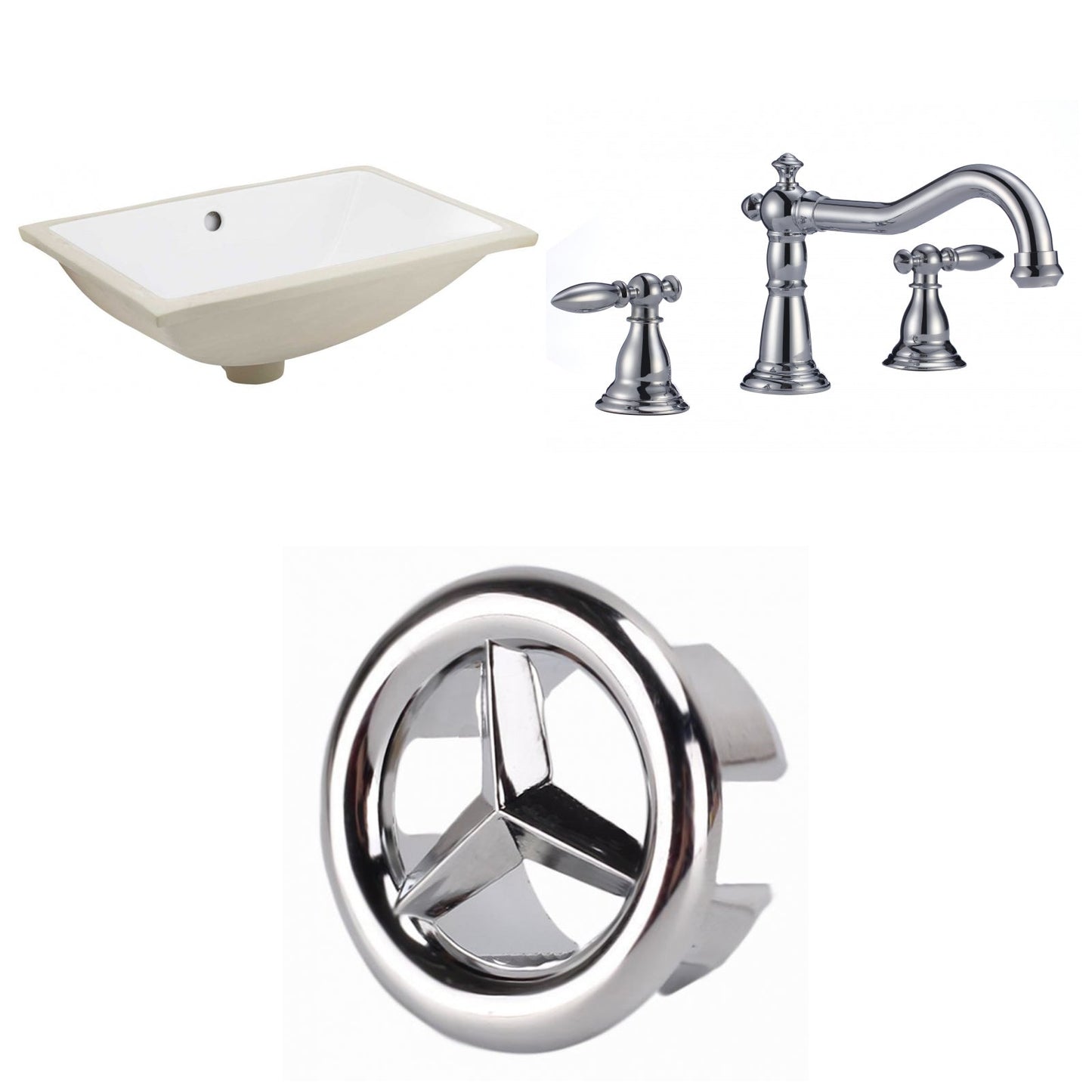 American Imaginations AI-26795 18" White Rectangular Undermount Transitional Bathroom Undermount Sink Set