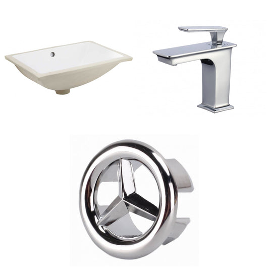 American Imaginations AI-26799 18" White Rectangular Undermount Transitional Bathroom Undermount Sink Set