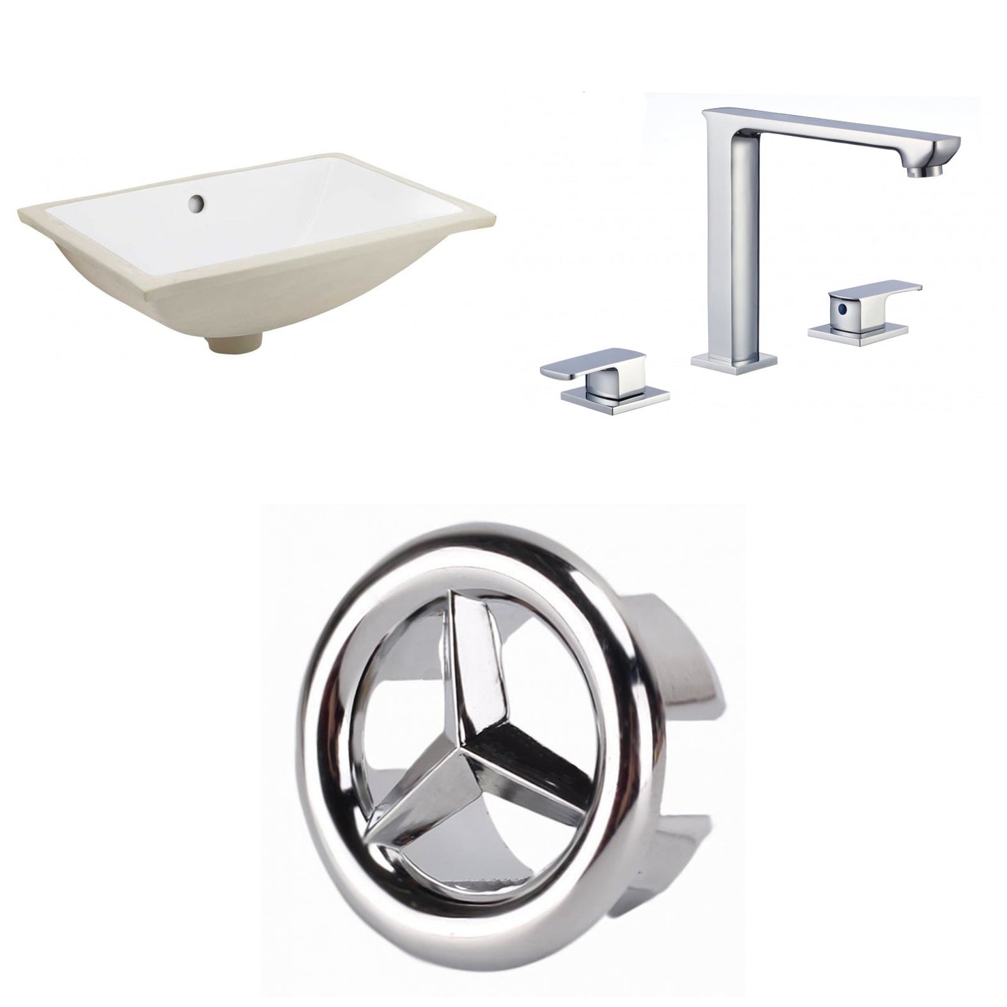 American Imaginations AI-26802 18" White Rectangular Undermount Transitional Bathroom Undermount Sink Set