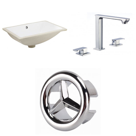 American Imaginations AI-26802 18" White Rectangular Undermount Transitional Bathroom Undermount Sink Set