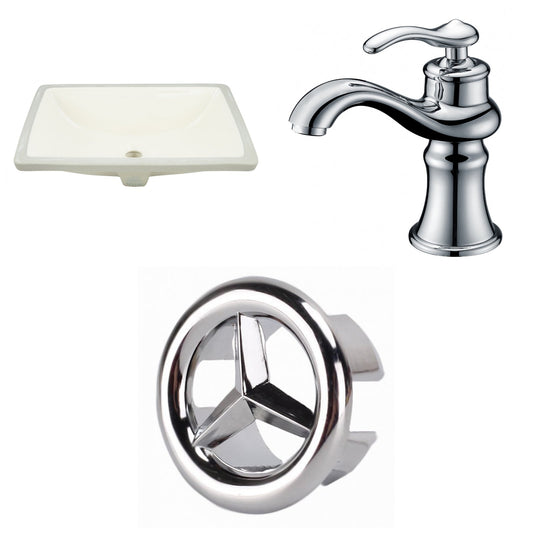 American Imaginations AI-26805 18" Biscuit Rectangular Undermount Transitional Bathroom Undermount Sink Set