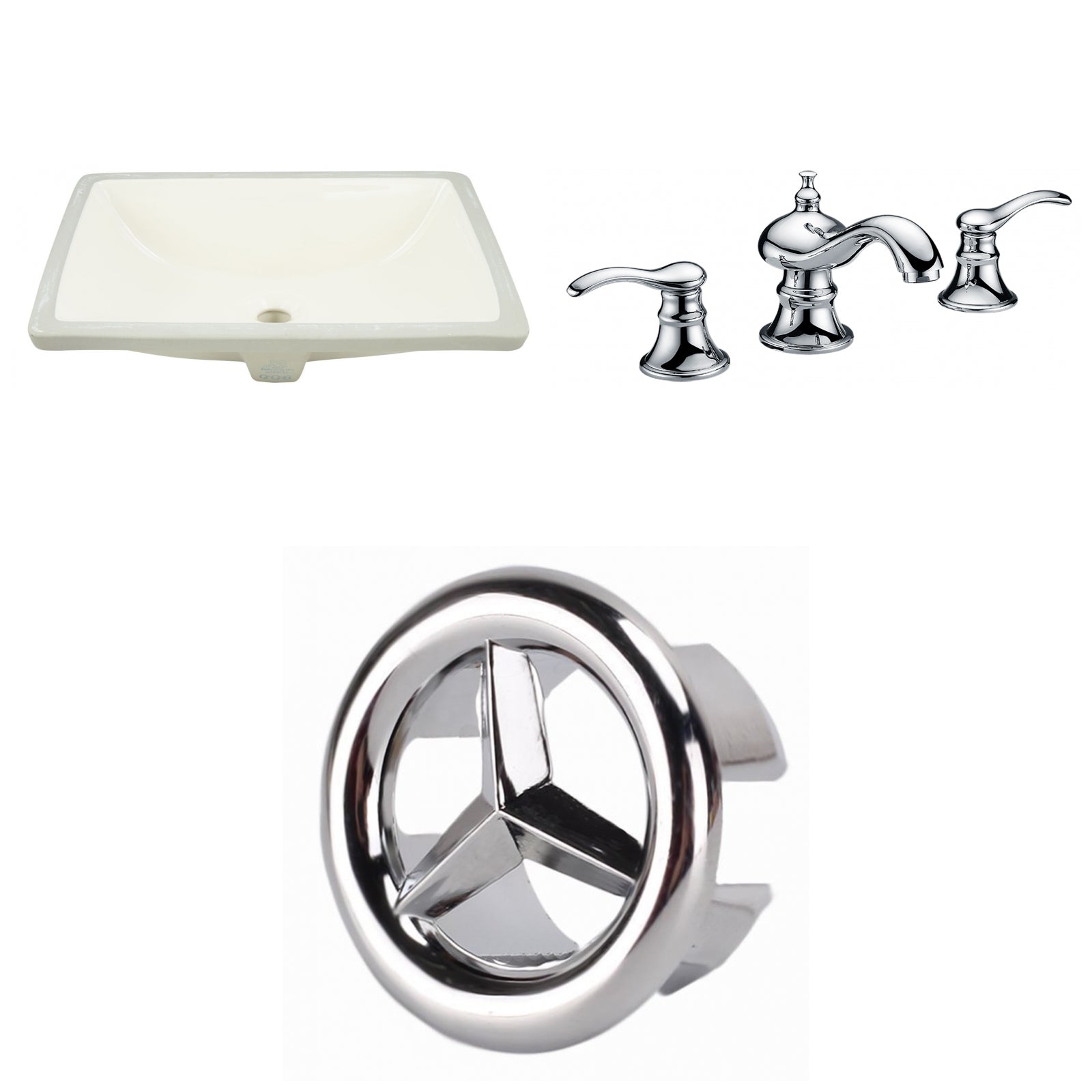 American Imaginations AI-26807 18" Biscuit Rectangular Undermount Transitional Bathroom Undermount Sink Set