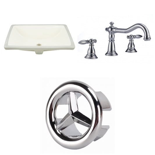 American Imaginations AI-26815 18" Biscuit Rectangular Undermount Transitional Bathroom Undermount Sink Set
