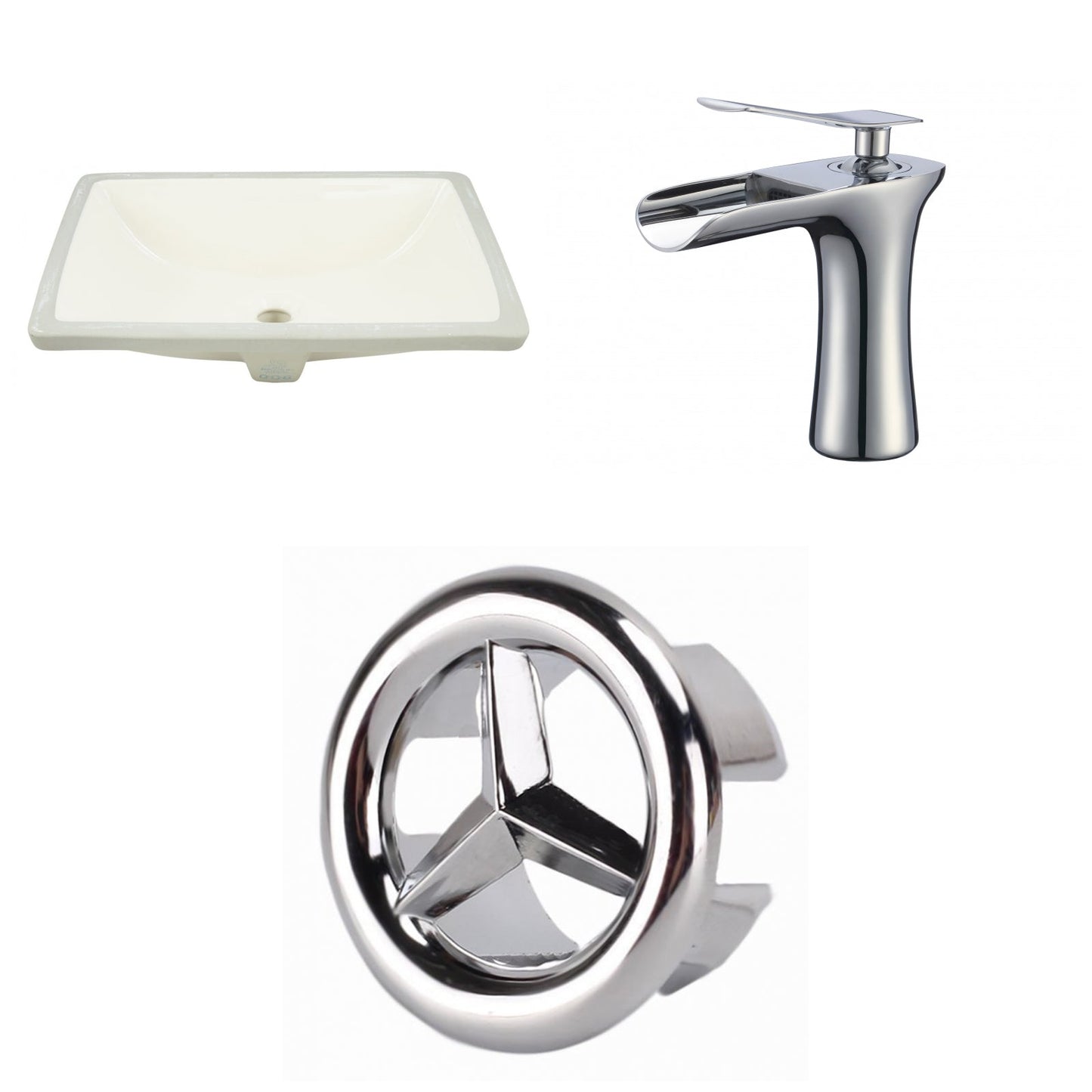American Imaginations AI-26817 18" Biscuit Rectangular Undermount Transitional Bathroom Undermount Sink Set
