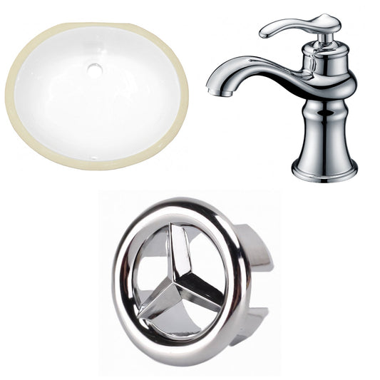 American Imaginations AI-26825 20" White Oval Undermount Transitional Bathroom Undermount Sink Set