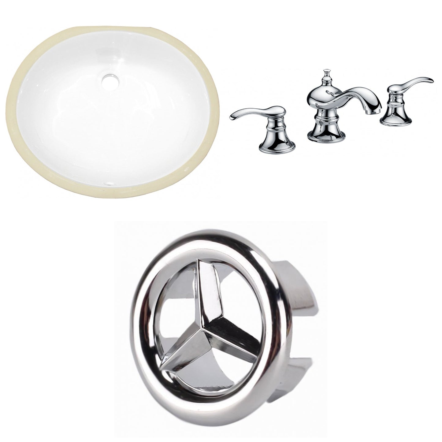 American Imaginations AI-26827 20" White Oval Undermount Transitional Bathroom Undermount Sink Set