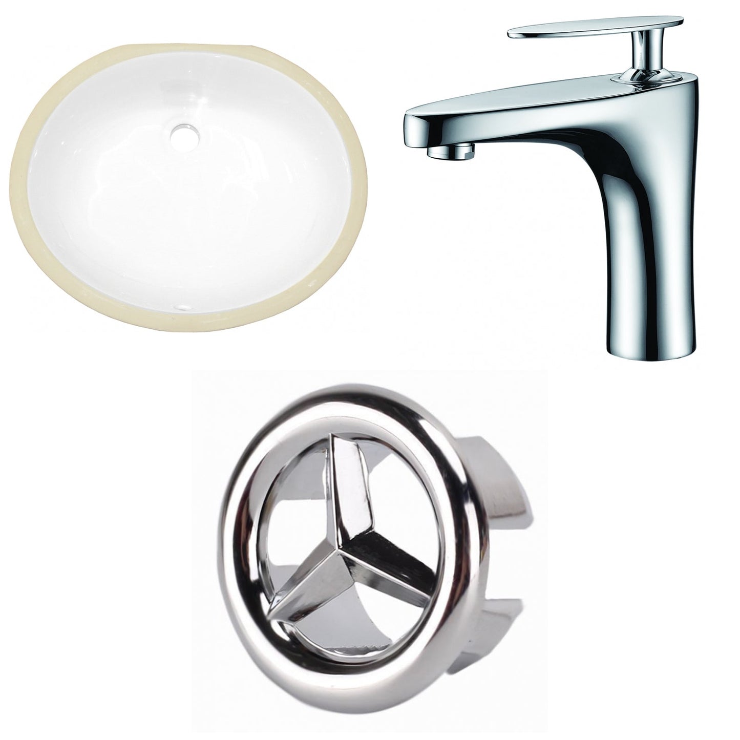American Imaginations AI-26828 20" White Oval Undermount Transitional Bathroom Undermount Sink Set