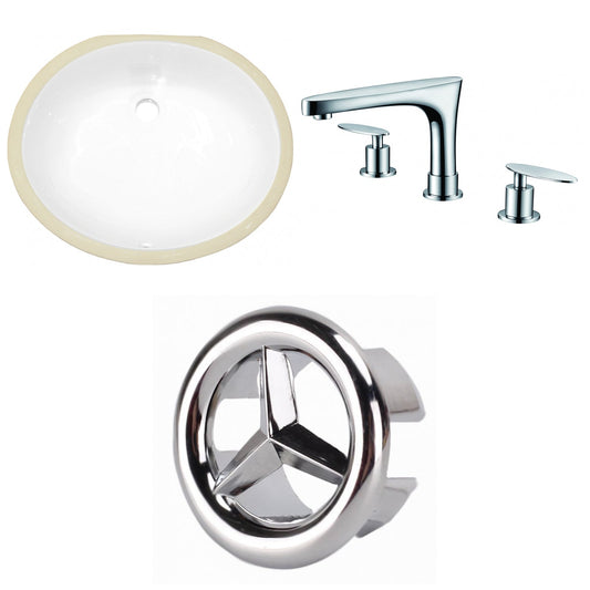 American Imaginations AI-26829 20" White Oval Undermount Transitional Bathroom Undermount Sink Set
