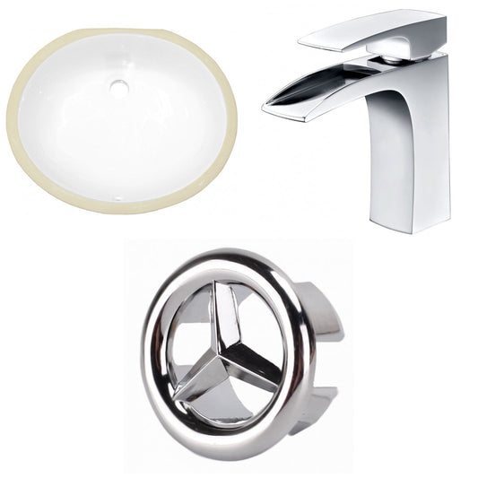 American Imaginations AI-26831 20" White Oval Undermount Transitional Bathroom Undermount Sink Set