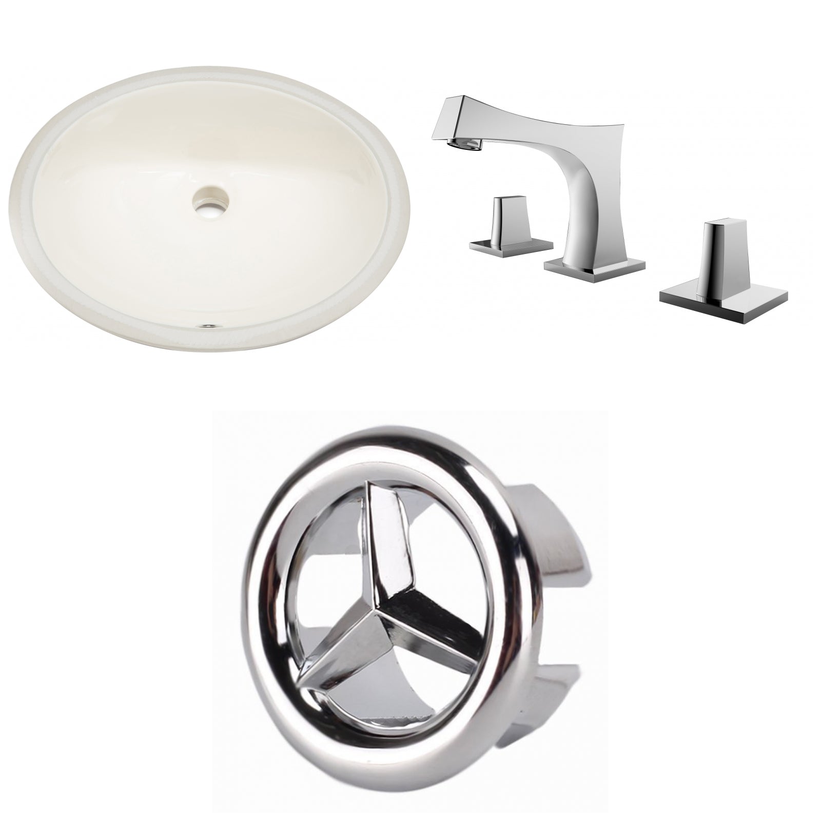 American Imaginations AI-26844 20" Biscuit Oval Undermount Transitional Bathroom Undermount Sink Set