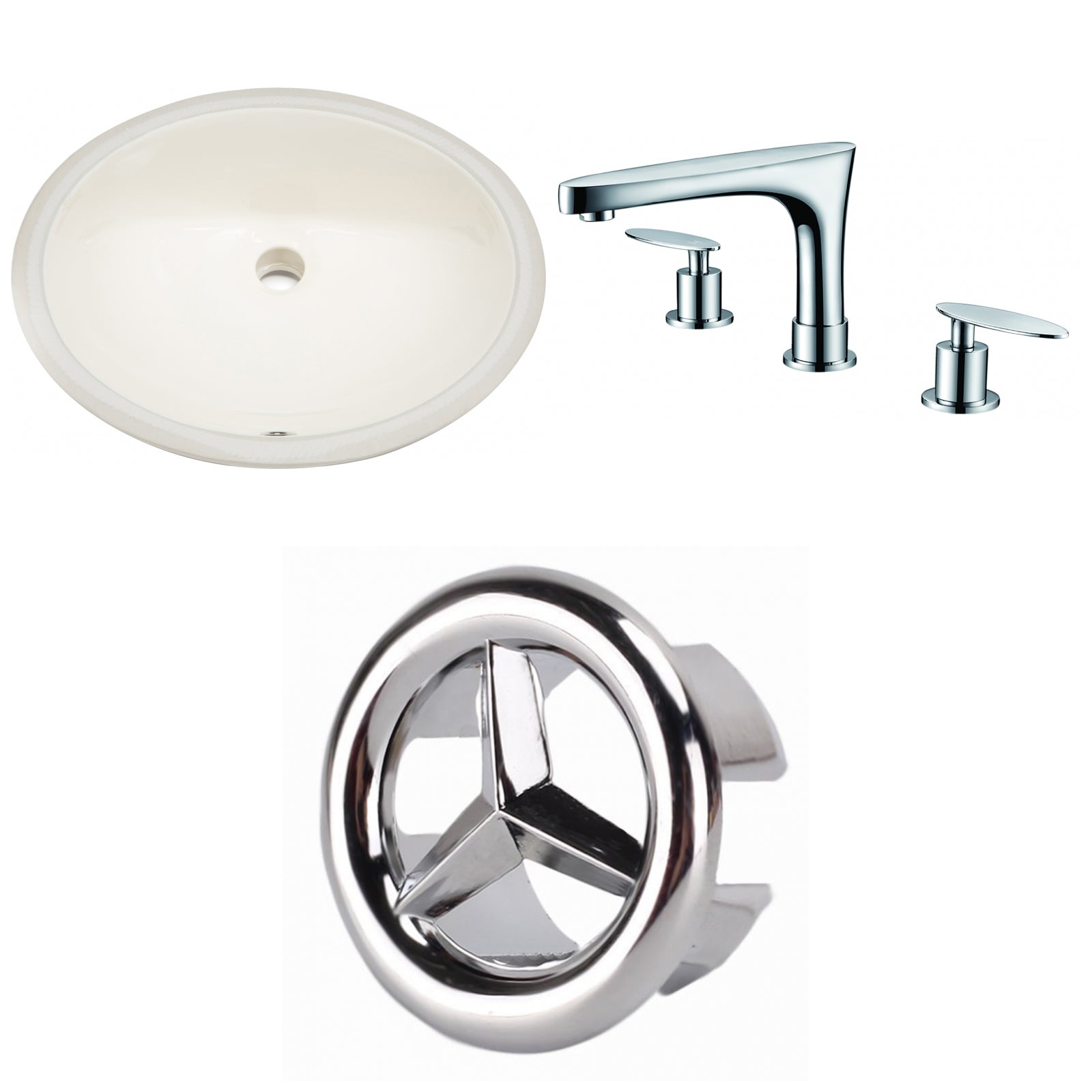 American Imaginations AI-26849 20" Biscuit Oval Undermount Transitional Bathroom Undermount Sink Set