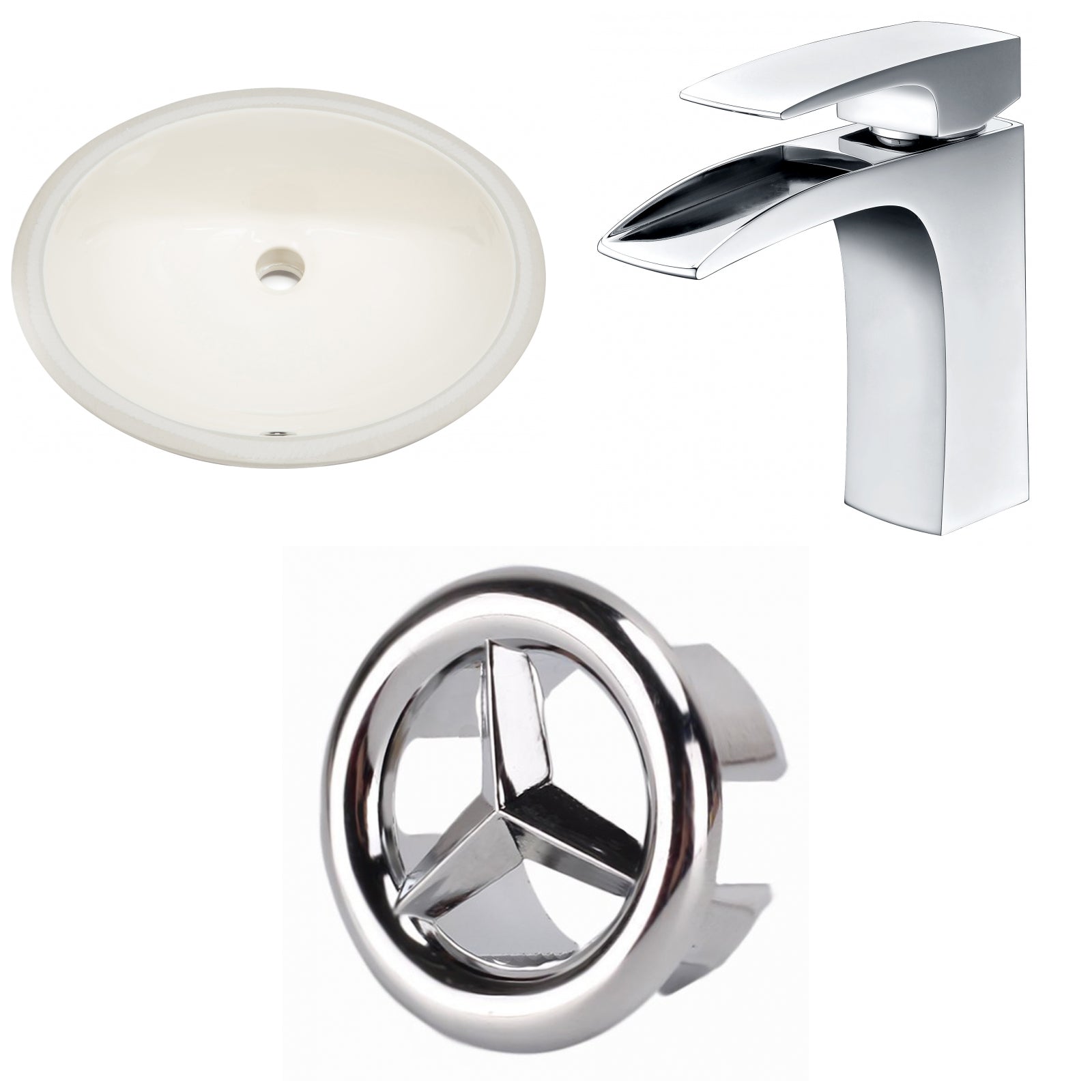 American Imaginations AI-26851 20" Biscuit Oval Undermount Transitional Bathroom Undermount Sink Set