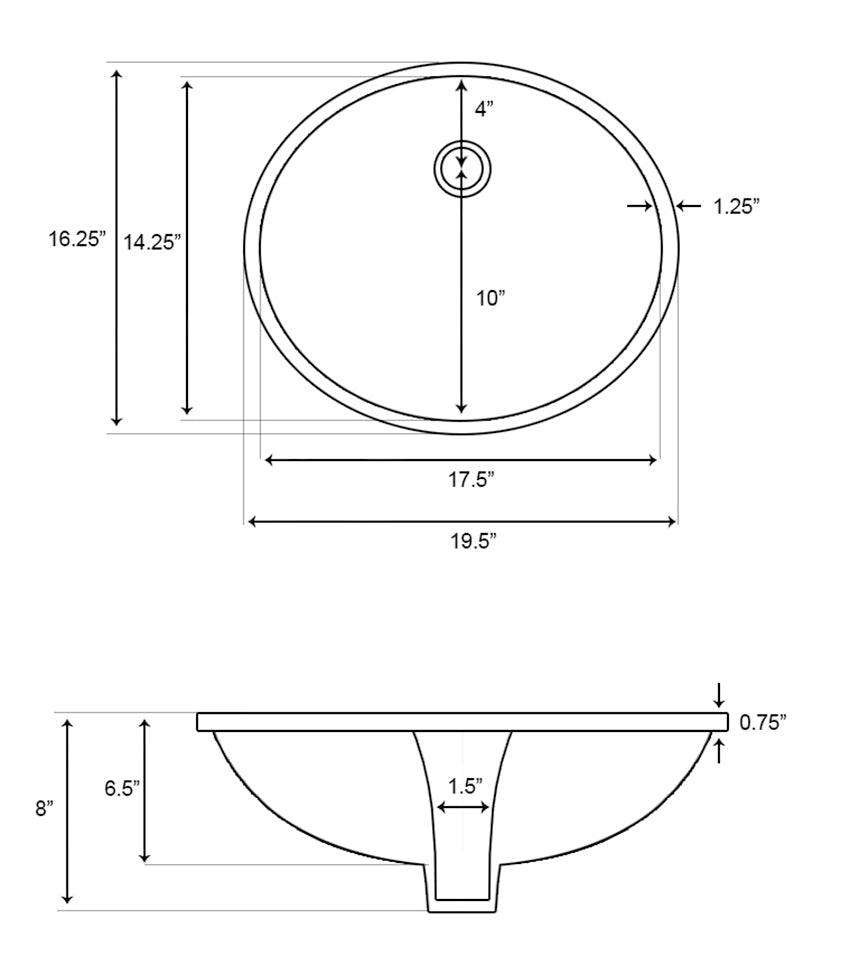 American Imaginations AI-26859 20" Biscuit Oval Undermount Transitional Bathroom Undermount Sink Set