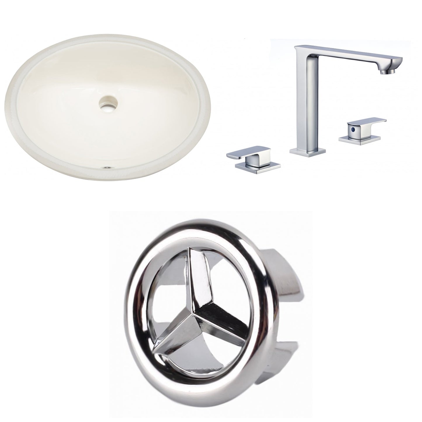 American Imaginations AI-26862 20" Biscuit Oval Undermount Transitional Bathroom Undermount Sink Set