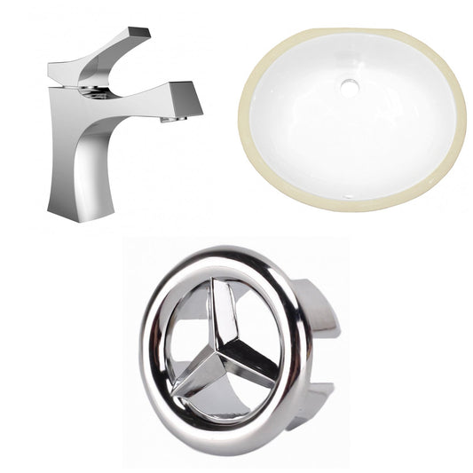 American Imaginations AI-26923 18" White Oval Undermount Transitional Bathroom Undermount Sink Set