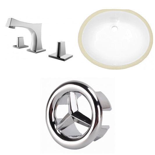 American Imaginations AI-26924 18" White Oval Undermount Transitional Bathroom Undermount Sink Set