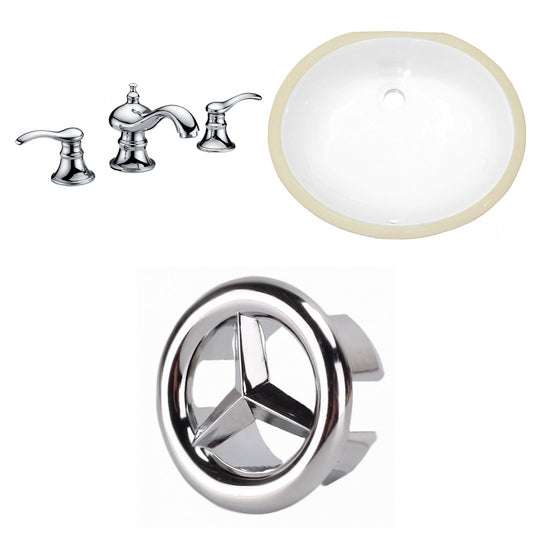 American Imaginations AI-26927 18" White Oval Undermount Transitional Bathroom Undermount Sink Set