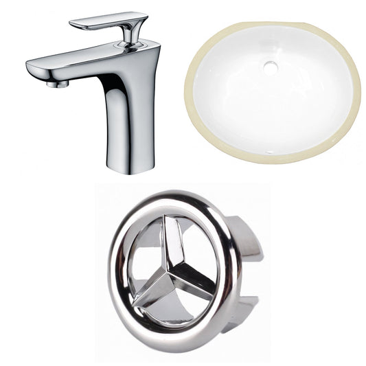 American Imaginations AI-26930 18" White Oval Undermount Transitional Bathroom Undermount Sink Set