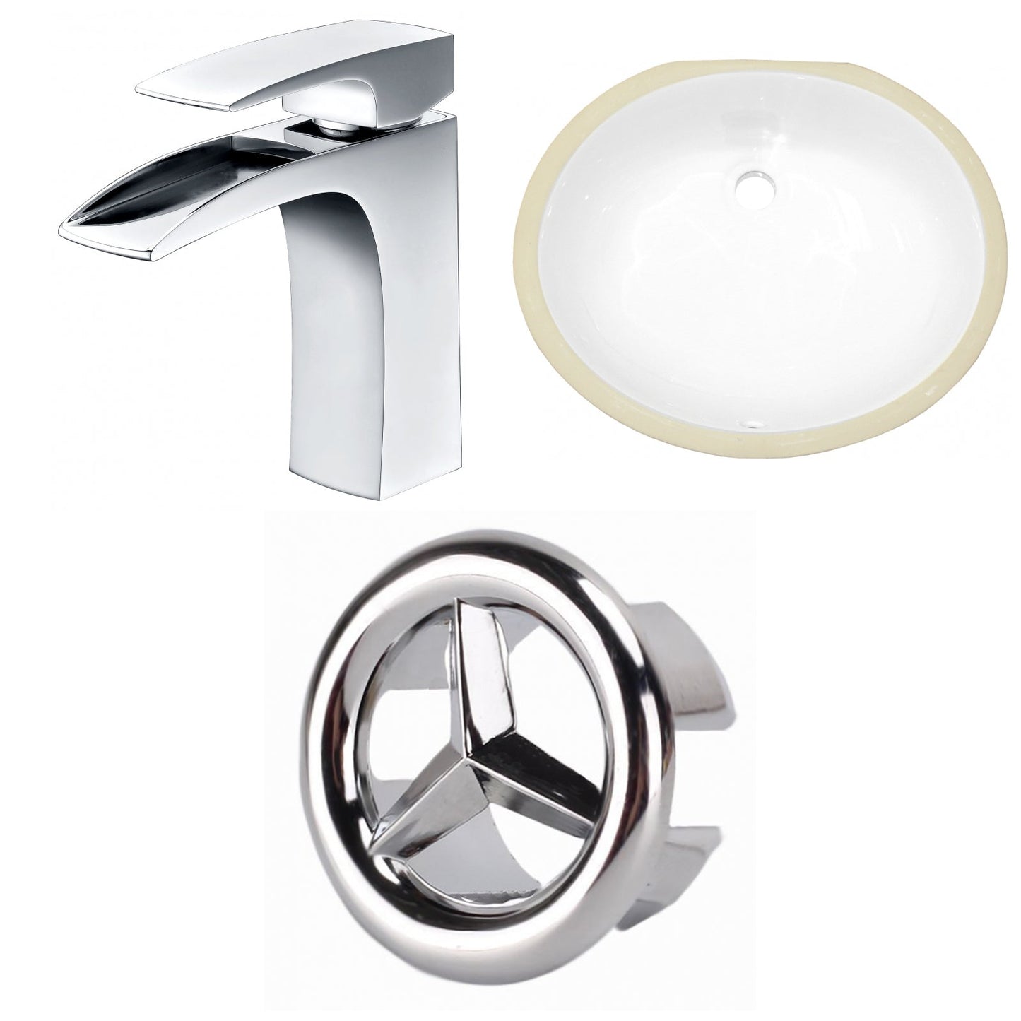 American Imaginations AI-26931 18" White Oval Undermount Transitional Bathroom Undermount Sink Set