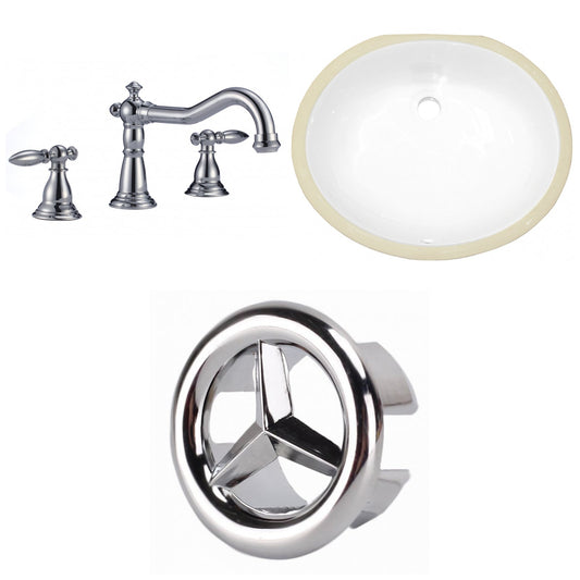 American Imaginations AI-26935 18" White Oval Undermount Transitional Bathroom Undermount Sink Set