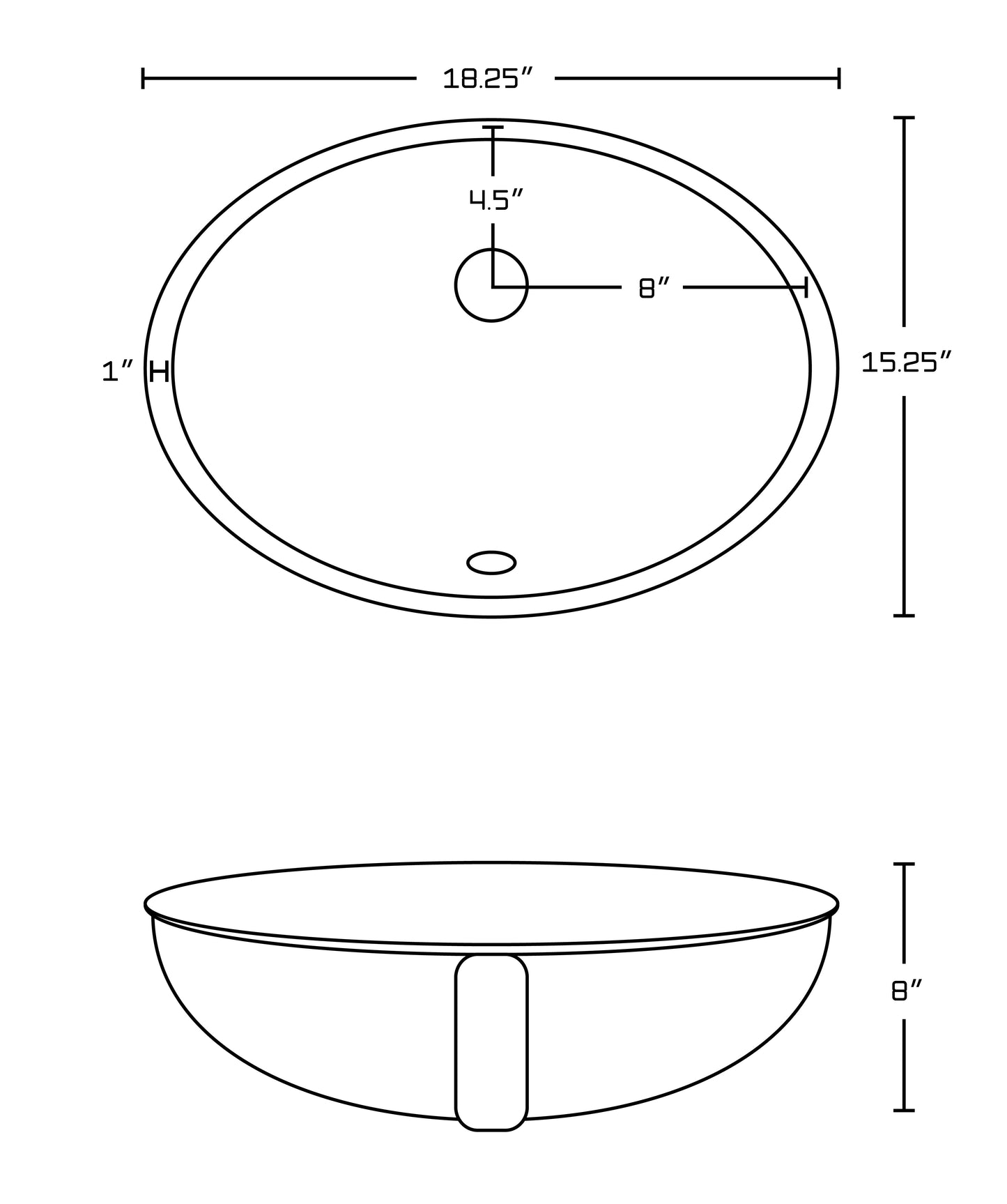 American Imaginations AI-26937 18" White Oval Undermount Transitional Bathroom Undermount Sink Set