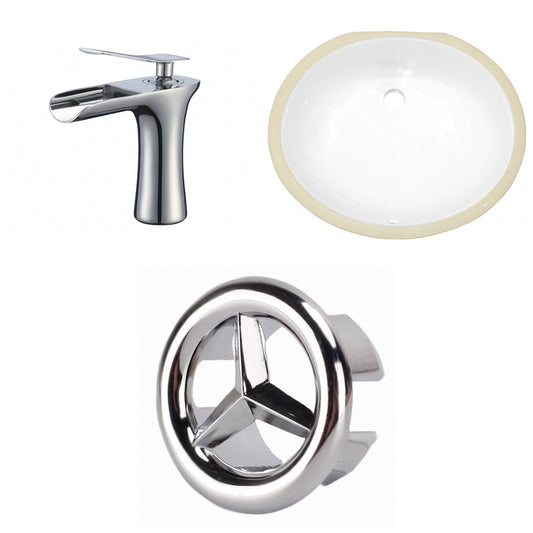 American Imaginations AI-26937 18" White Oval Undermount Transitional Bathroom Undermount Sink Set