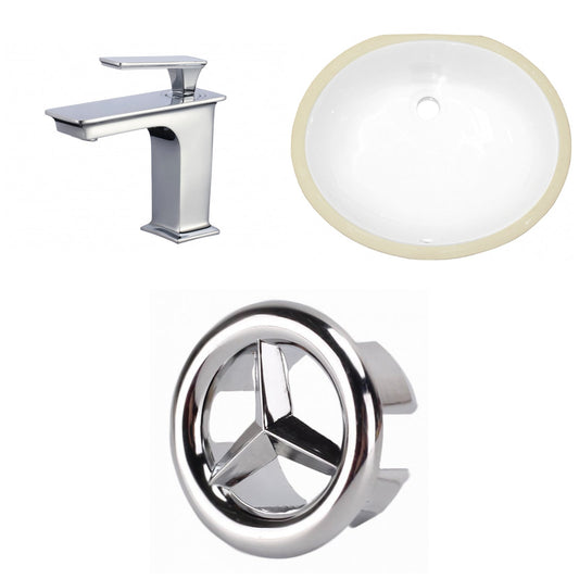 American Imaginations AI-26939 18" White Oval Undermount Transitional Bathroom Undermount Sink Set
