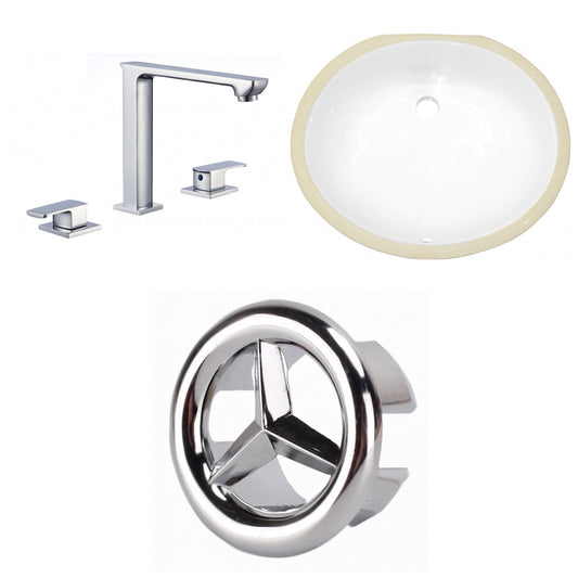 American Imaginations AI-26942 18" White Oval Undermount Transitional Bathroom Undermount Sink Set