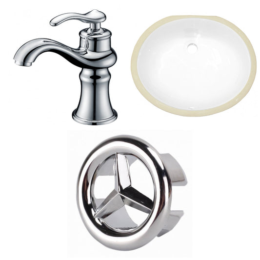 American Imaginations AI-26945 17" White Oval Undermount Transitional Bathroom Undermount Sink Set