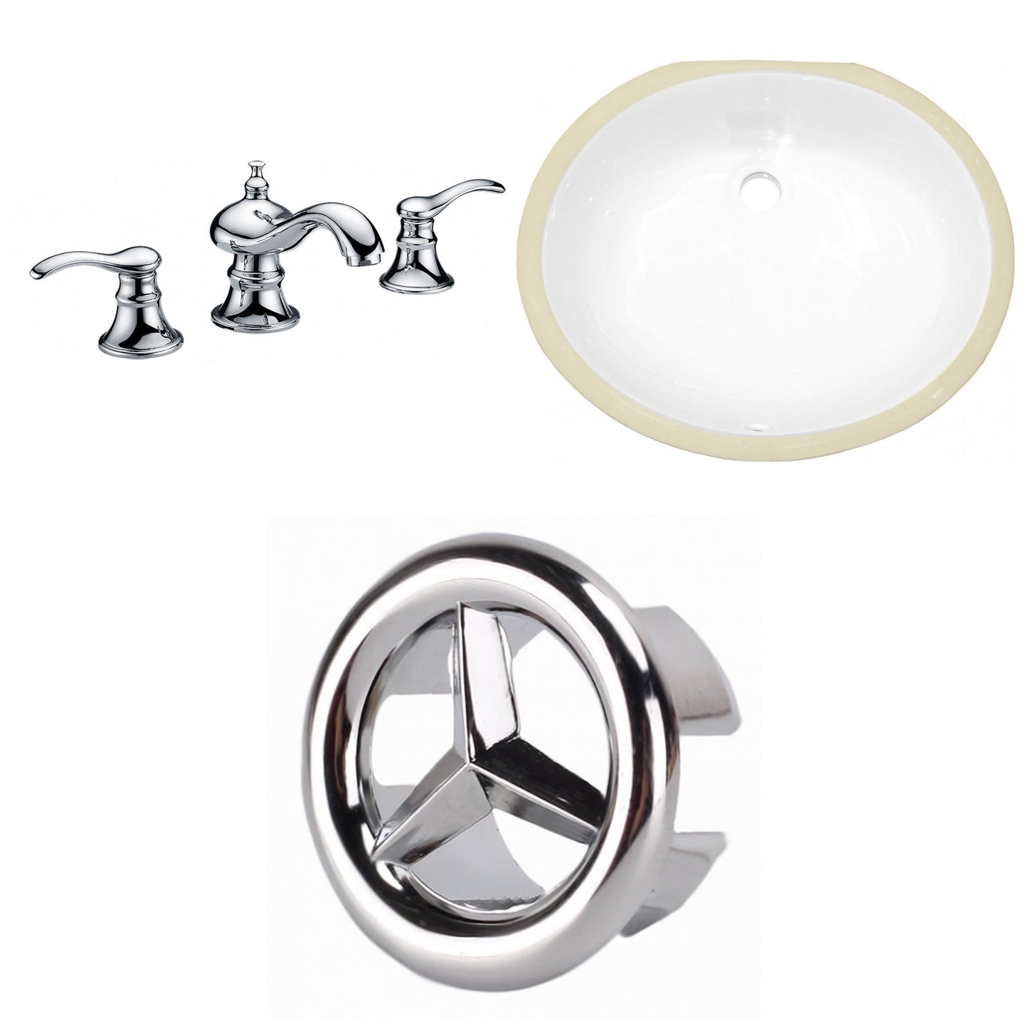 American Imaginations AI-26947 17" White Oval Undermount Transitional Bathroom Undermount Sink Set