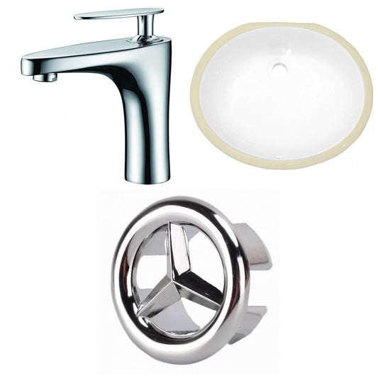 American Imaginations AI-26948 17" White Oval Undermount Transitional Bathroom Undermount Sink Set