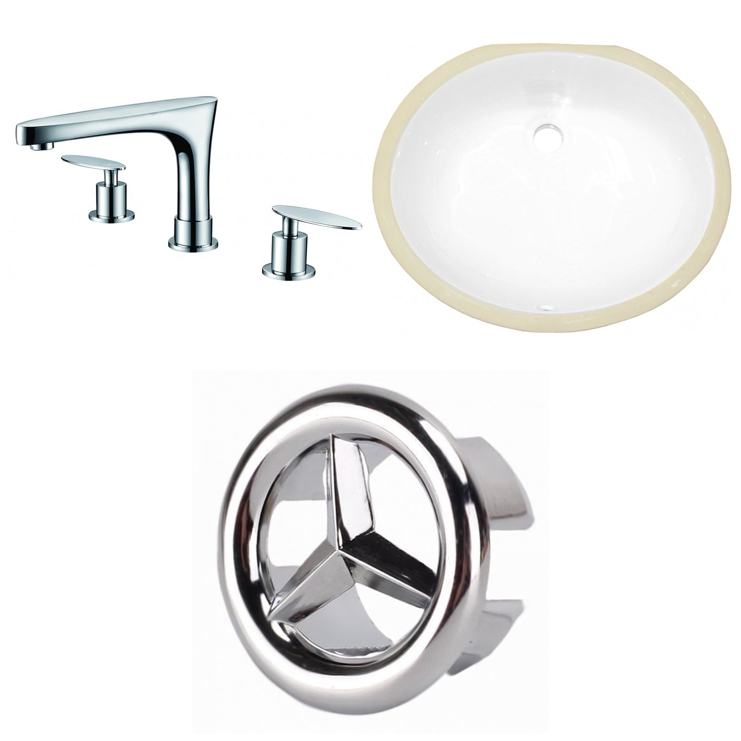 American Imaginations AI-26949 17" White Oval Undermount Transitional Bathroom Undermount Sink Set