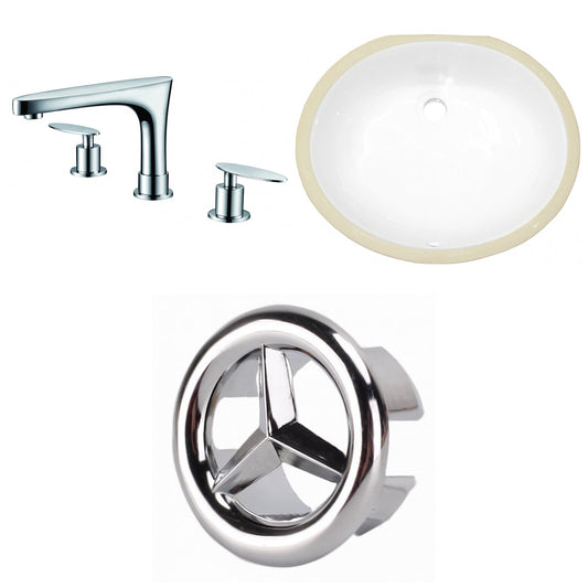 American Imaginations AI-26949 17" White Oval Undermount Transitional Bathroom Undermount Sink Set