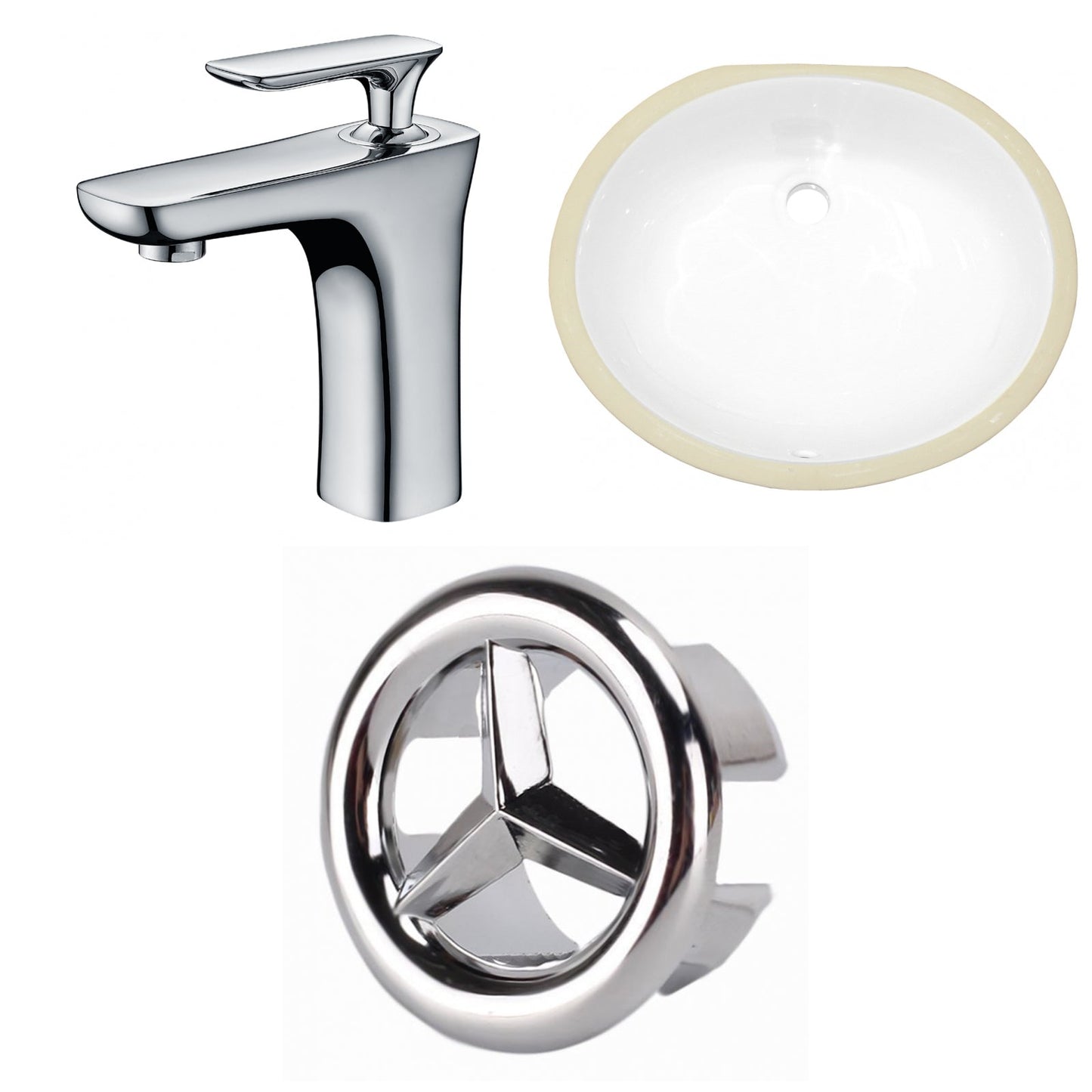 American Imaginations AI-26950 17" White Oval Undermount Transitional Bathroom Undermount Sink Set