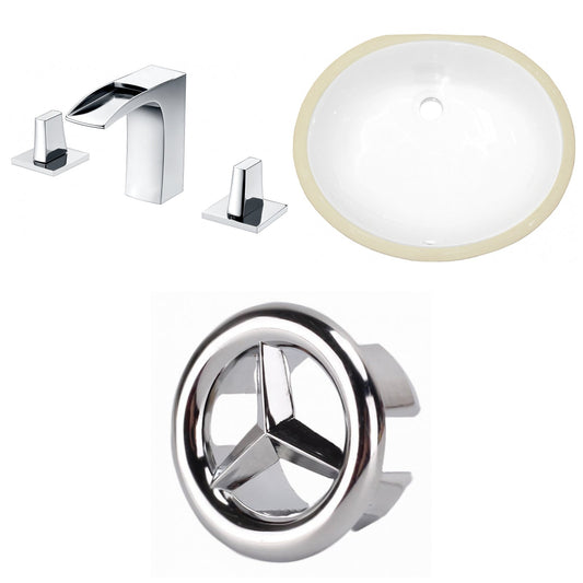 American Imaginations AI-26952 17" White Oval Undermount Transitional Bathroom Undermount Sink Set