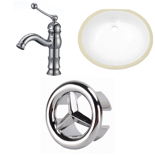 American Imaginations AI-26953 17" White Oval Undermount Transitional Bathroom Undermount Sink Set