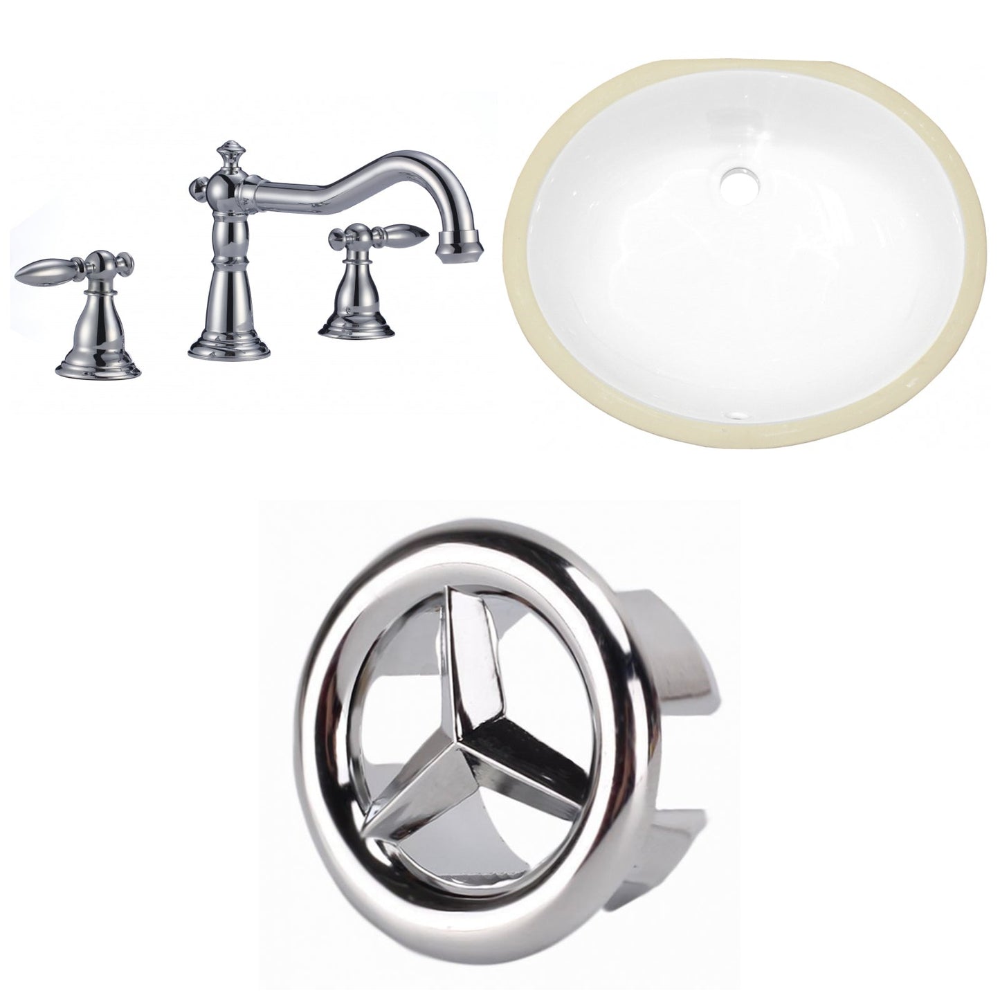 American Imaginations AI-26955 17" White Oval Undermount Transitional Bathroom Undermount Sink Set