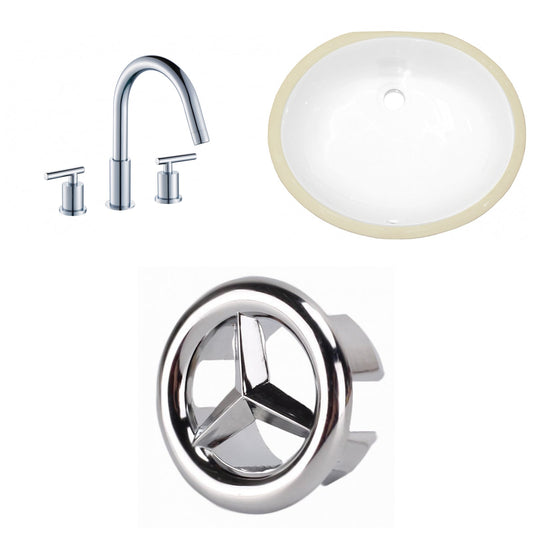 American Imaginations AI-26956 17" White Oval Undermount Transitional Bathroom Undermount Sink Set