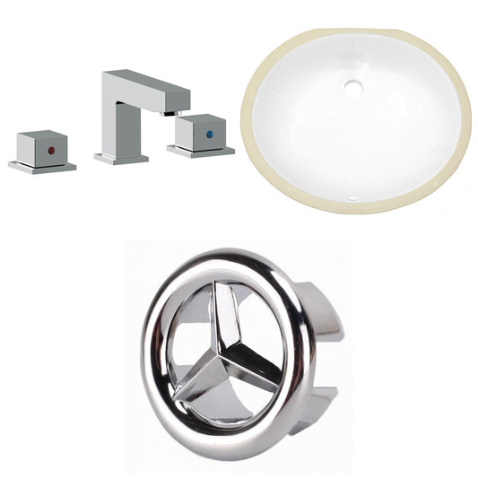 American Imaginations AI-26961 17" White Oval Undermount Transitional Bathroom Undermount Sink Set