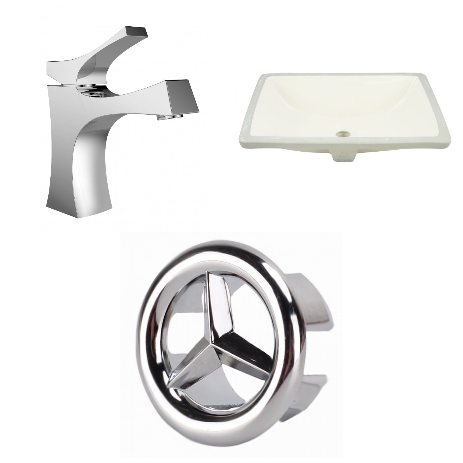 American Imaginations AI-26963 21" Biscuit Rectangular Undermount Transitional Bathroom Undermount Sink Set