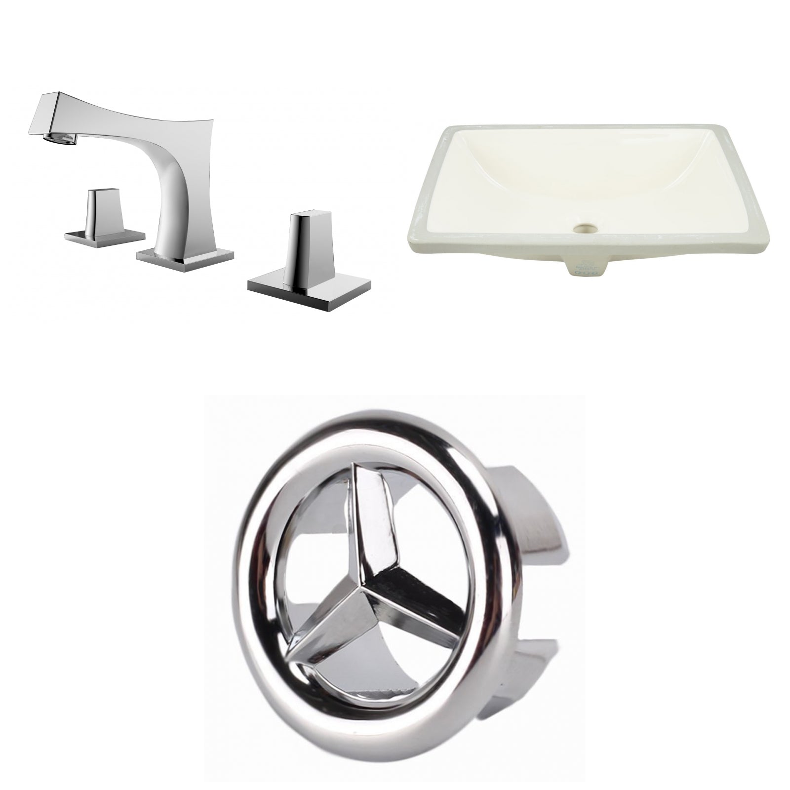 American Imaginations AI-26964 21" Biscuit Rectangular Undermount Transitional Bathroom Undermount Sink Set