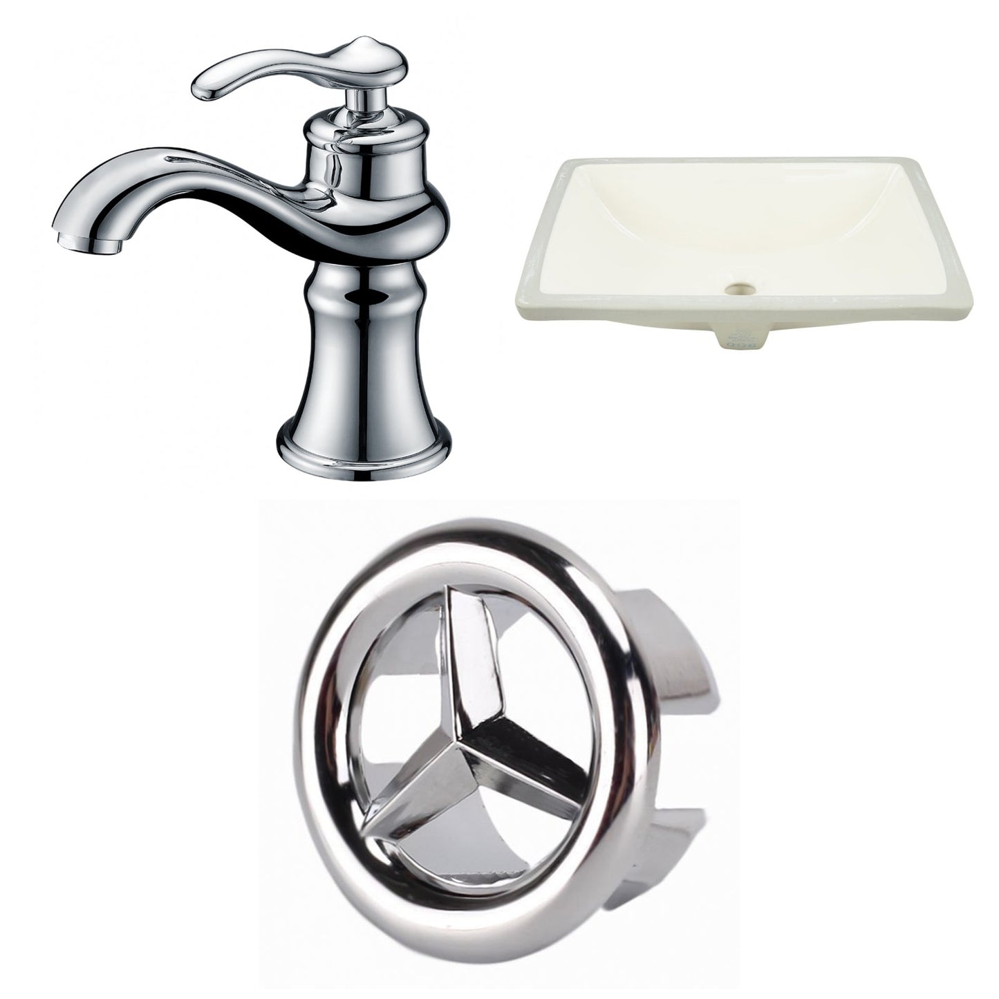 American Imaginations AI-26965 21" Biscuit Rectangular Undermount Transitional Bathroom Undermount Sink Set