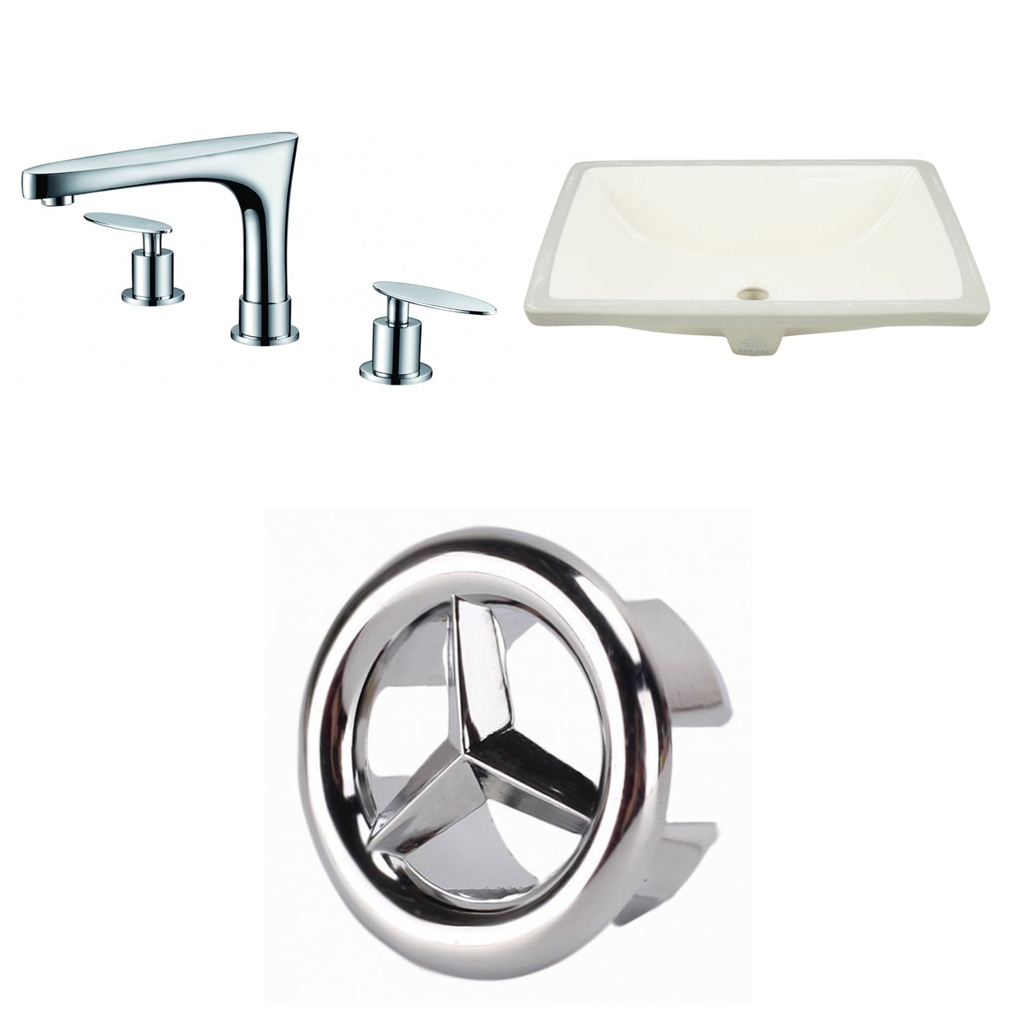 American Imaginations AI-26969 21" Biscuit Rectangular Undermount Transitional Bathroom Undermount Sink Set